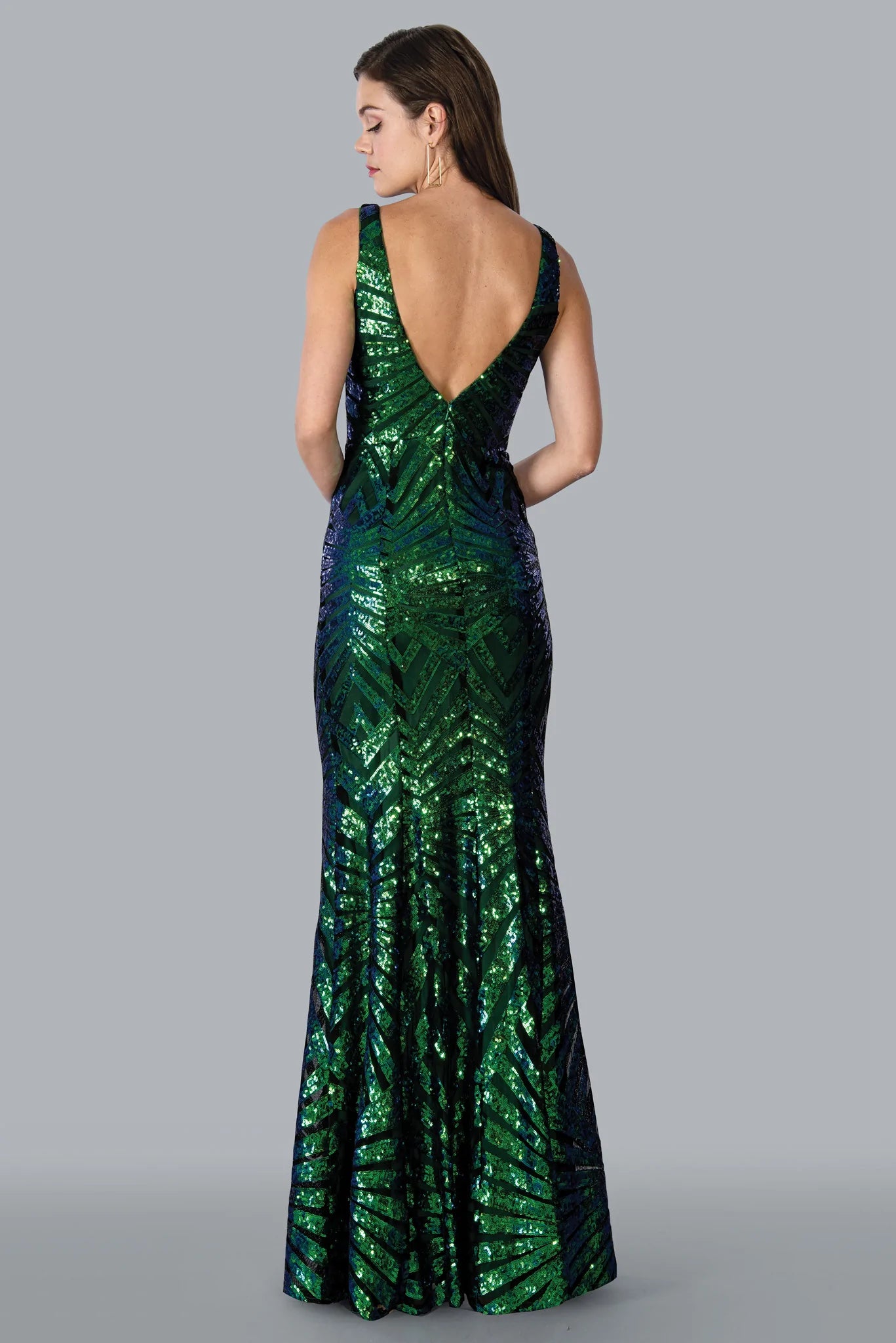 Stella Couture 23168 Size 16 Green Long Fitted Sequin V Neck Formal Prom Dress Evening Gown Sexy Sequin Gown