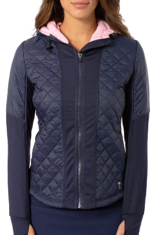 Navy Hooded Windbreaker Jacket Women's warm jackets