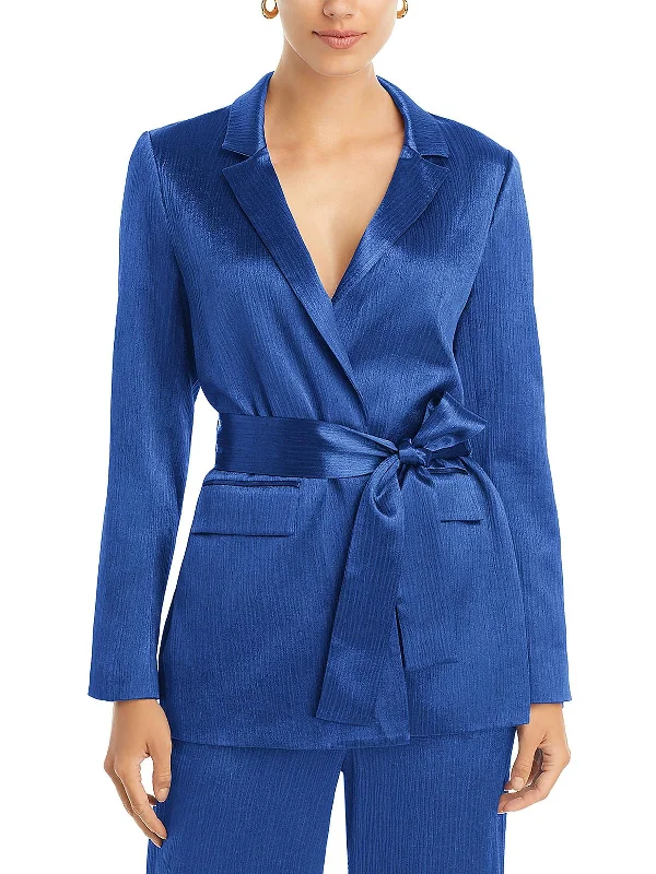 Cassidy Womens Satin Suit Separate Open-Front Blazer Trendy Women’s Blazers