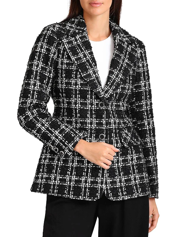 Womens Tweed Sequined Two-Button Blazer Blazer Dress for Women