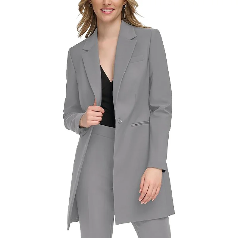 Womens Solid Business One-Button Blazer Lightweight Double-breasted Blazer