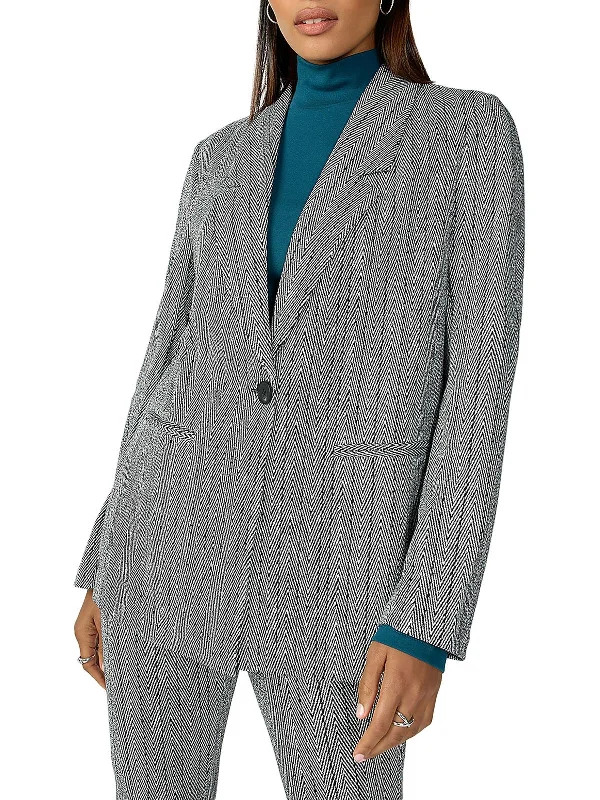 Womens Herringbone Office One-Button Blazer Elegant Blazers for Women