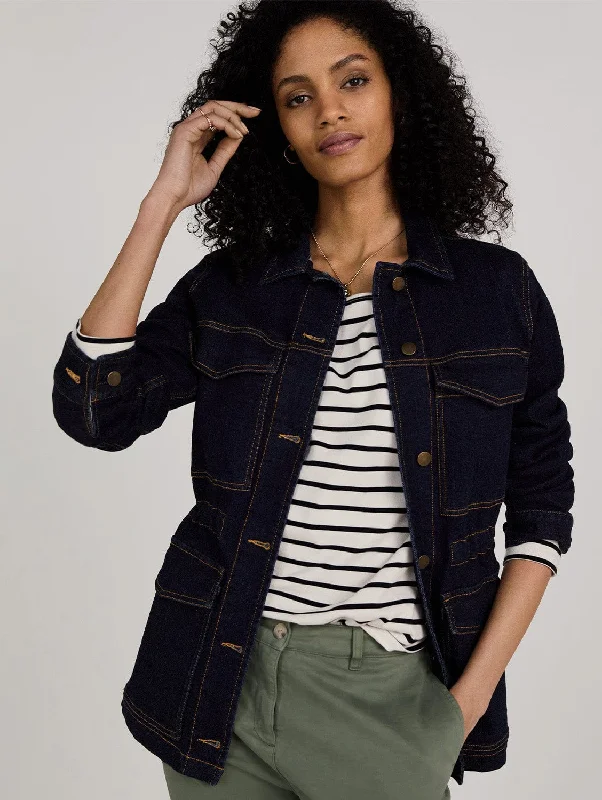 Drew Organic Cotton Utility Jacket | Dark Denim Women's sporty jackets