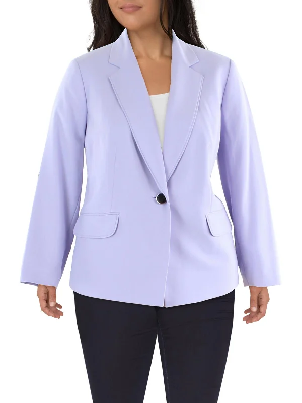 Plus Womens Suit Separate Office One-Button Blazer Stylish Tweed Blazer