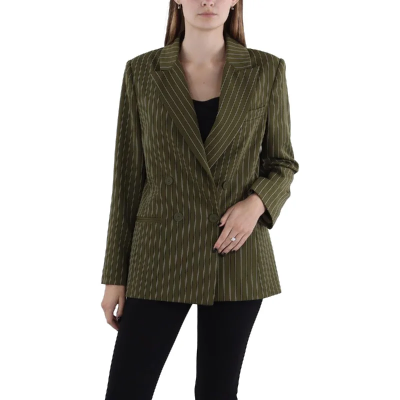 Womens Pinstripe Suit Separate Double-Breasted Blazer Modern Women’s Blazer