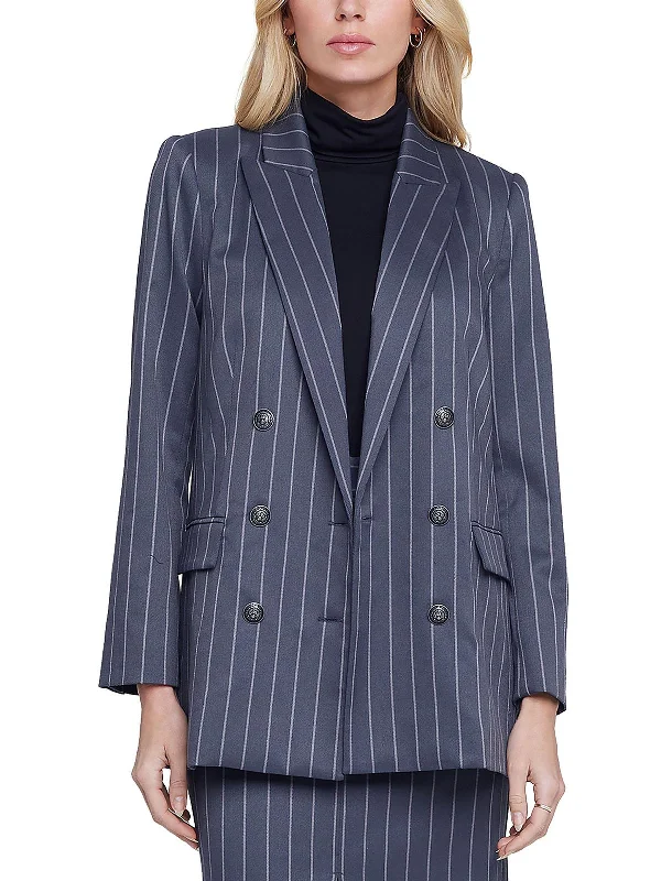 Aimee Womens Pinstripe Suit Separate Double-Breasted Blazer Classic Blazer Style