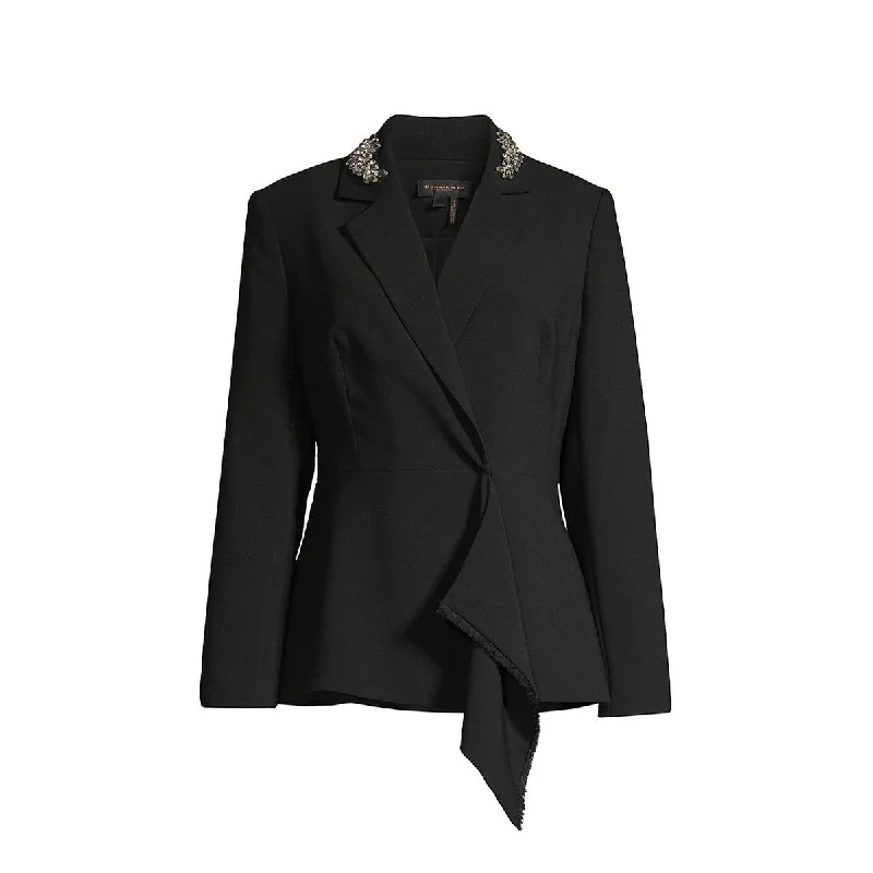 Womens Rhinestone Office One-Button Blazer Stylish Tweed Blazer