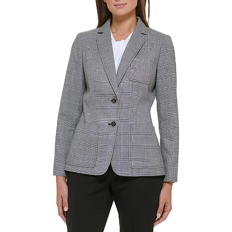 Womens Glen Plaid Workwear Two-Button Blazer Elegant Blazer Dress