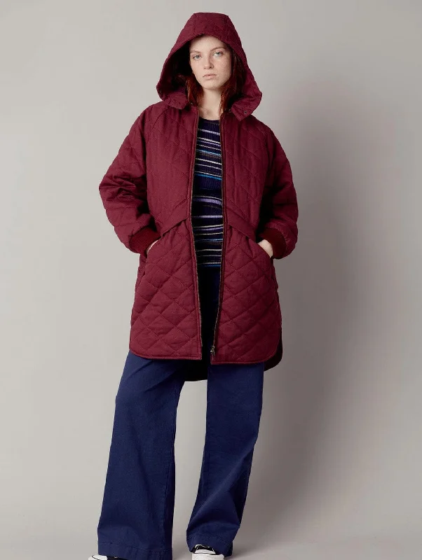 Daniella Women's Organic Cotton Coat | Wine Red Women's autumn coats and jackets