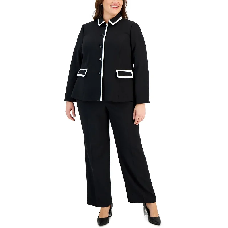 Plus Womens 2PC Workwear Pant Suit Women’s Black Blazer