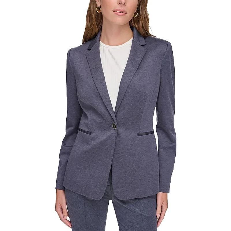 Womens Heathered Workwear One-Button Blazer Stylish Fitted Blazer