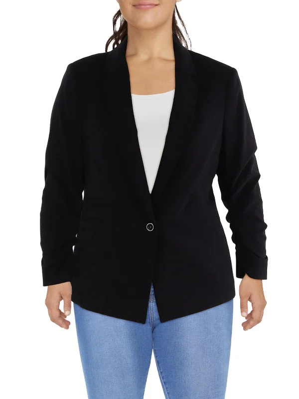 Womens Knit Long Sleeves One-Button Blazer Women’s Long Blazer