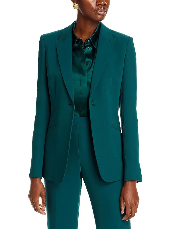 Womens Silk Blend Suit Separate One-Button Blazer Office Ready Blazer