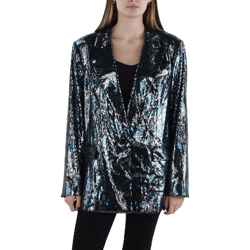 Audrey Womens Sequined Suit Separate One-Button Blazer Double-breasted Blazer Jacket