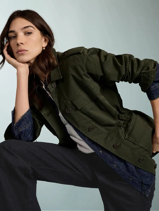 Drake Organic Cotton Utility Jacket | Deep Khaki Women's high-end jackets