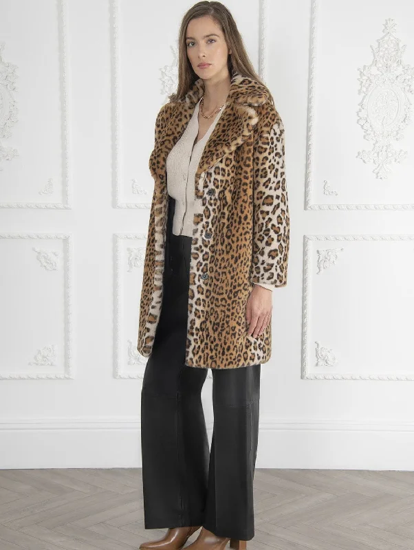 Signature Loretta Recycled Vegan Faux Fur Coat | Leopard Women's party jackets