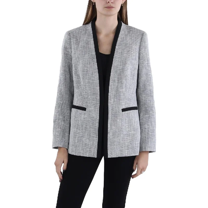 Womens Textured Wear To Work Open-Front Blazer Lightweight Blazer Jacket