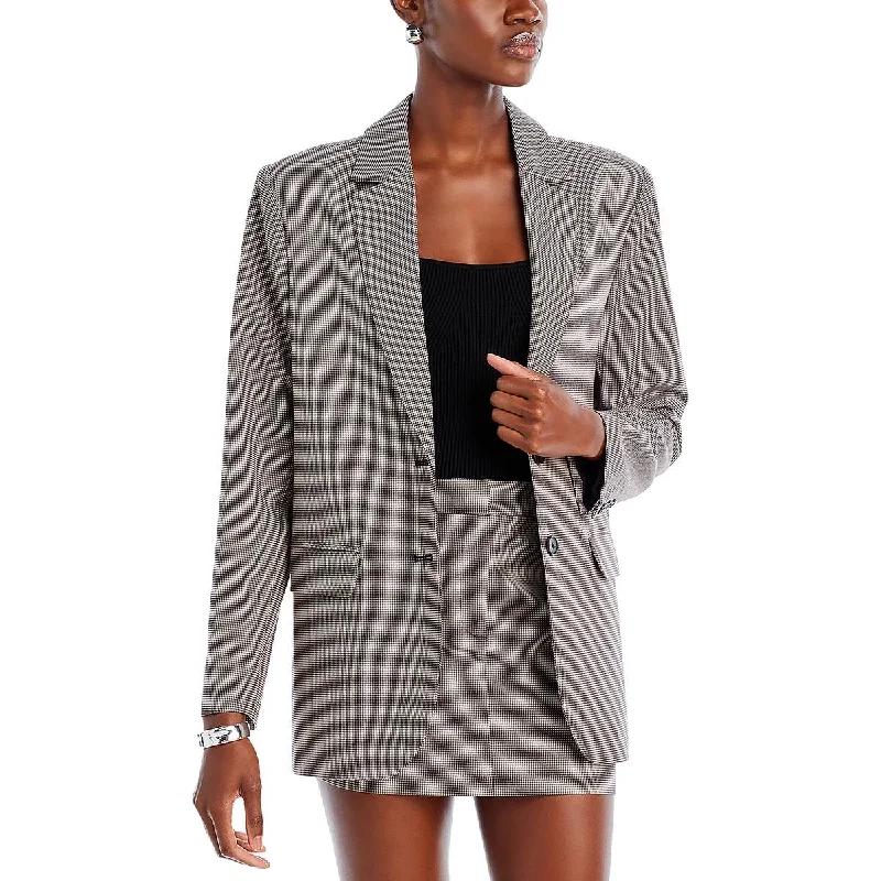 Veronica Womens Houndstooth Career Two-Button Blazer Blazer with Belt