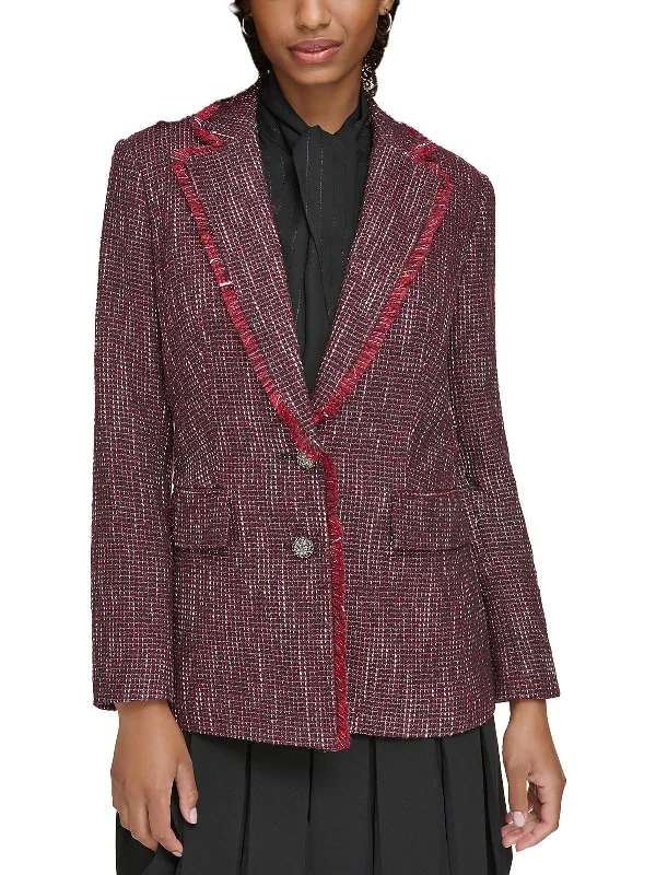 Womens Tweed Office Wear Two-Button Blazer Stylish Blazer Jacket