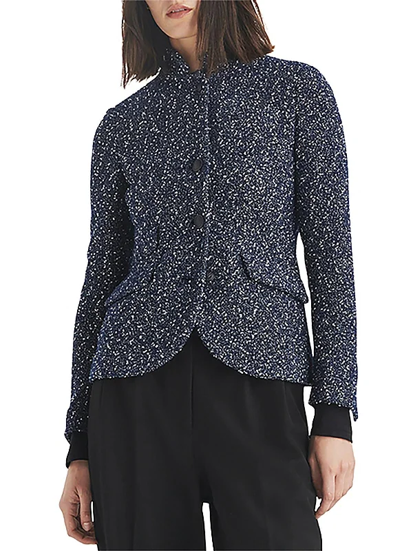 Slade Womens Wool Blend Tweed Collarless Blazer Classic Women’s Blazer