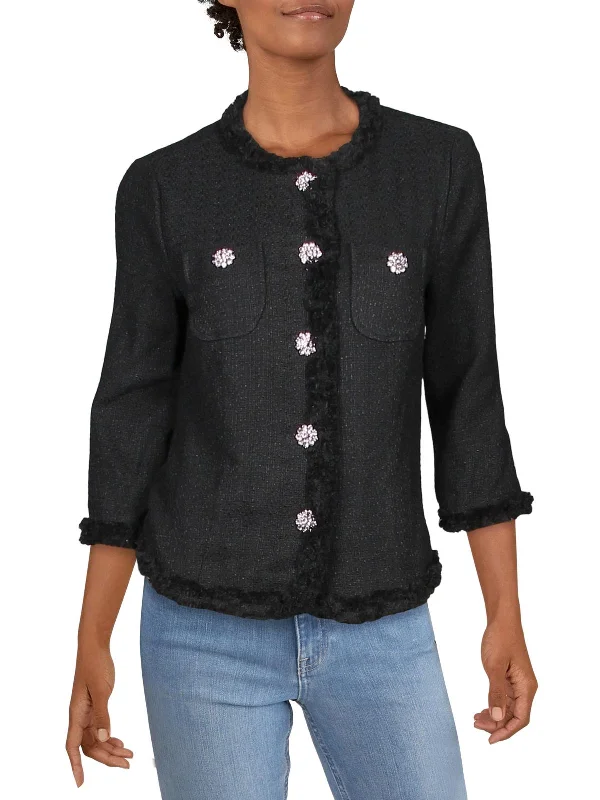 Womens Cotton Embellished Jacket Chic Blazers for Women