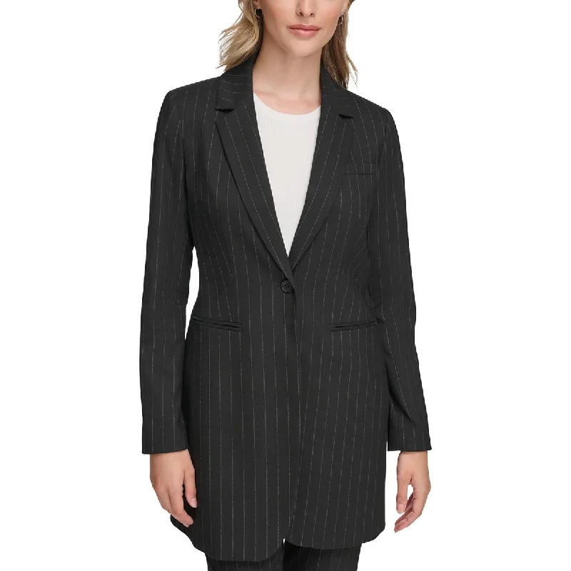 Womens Stiped Business One-Button Blazer Modern Work Blazer