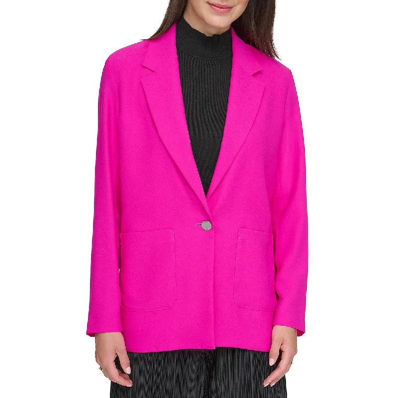 Womens Solid Business One-Button Blazer Structured Blazer Look