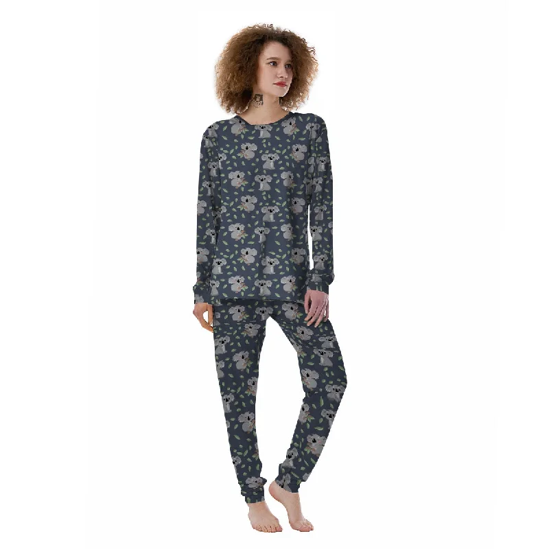 Koala Grey Print Pattern Women's Pajamas Women's pajama sets