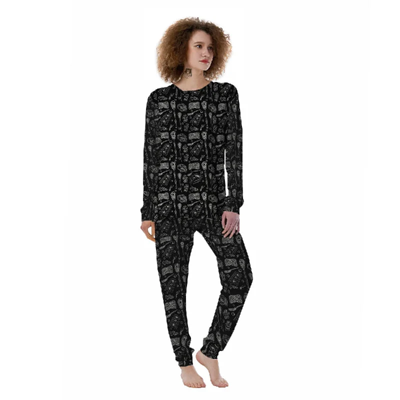 Lacrosse Doodle Print Pattern Women's Pajamas Jogger pajama sets