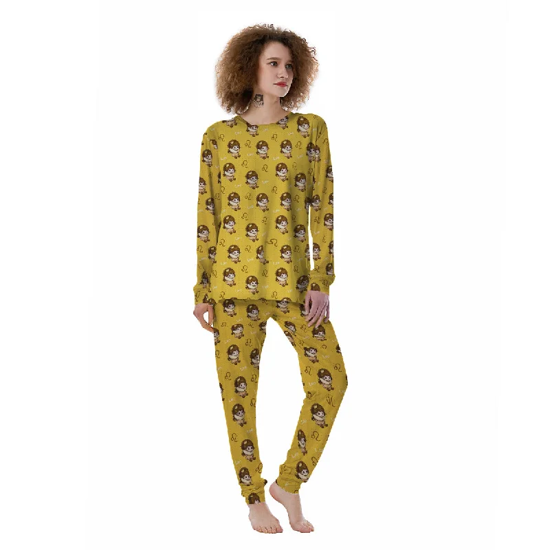 Leo Cute Cartoon Print Pattern Women's Pajamas Petite pajama sets