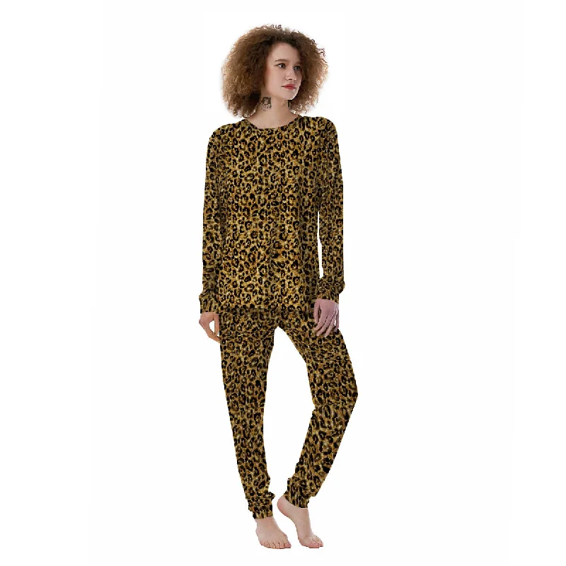 Leopard Glitter Gold Print Women's Pajamas Best pajama sets for girls' night