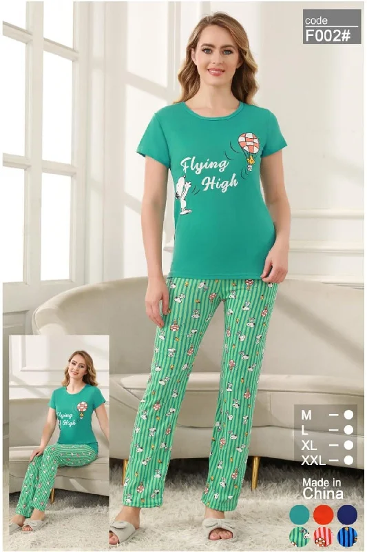 Printed Cotton Night Siut Half Sleeves For Women Unisex pajama sets