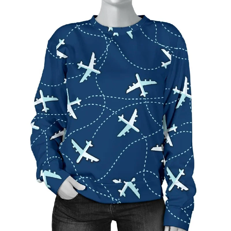 Airplane Print Pattern Women's Sweatshirt Knitted sweaters