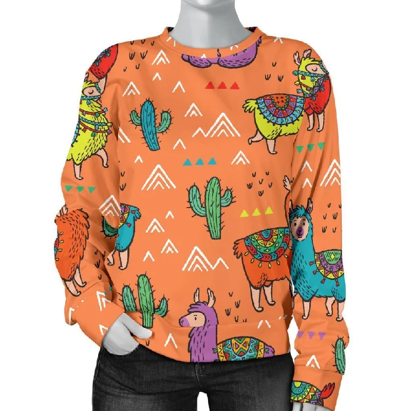 Alpaca Cactus Pattern Print Women's Sweatshirt Men's sweaters