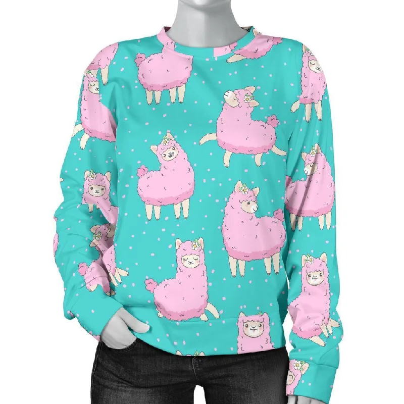 Alpaca Pattern Print Women's Sweatshirt Eco-friendly sweaters