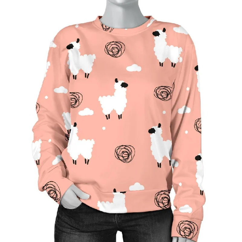 Alpaca Pink Pattern Print Women's Sweatshirt Nike sweaters