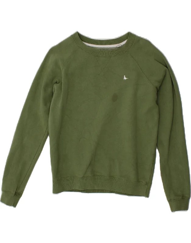 JACK WILLS Womens Oversized Sweatshirt Jumper UK 6 XS Green Cotton Zip-up sweaters