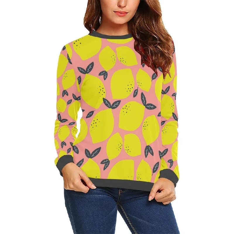 Lemon Print Pattern Women's Sweatshirt Outdoor sweaters