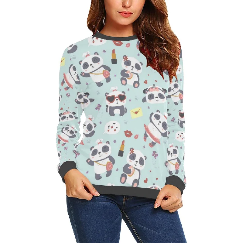 Lips Panda Pattern Print Women's Sweatshirt Designer sweaters