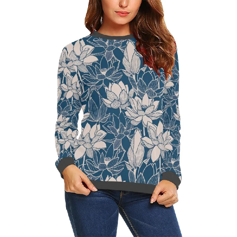 Lotus Print Pattern Women's Sweatshirt Winter sweaters