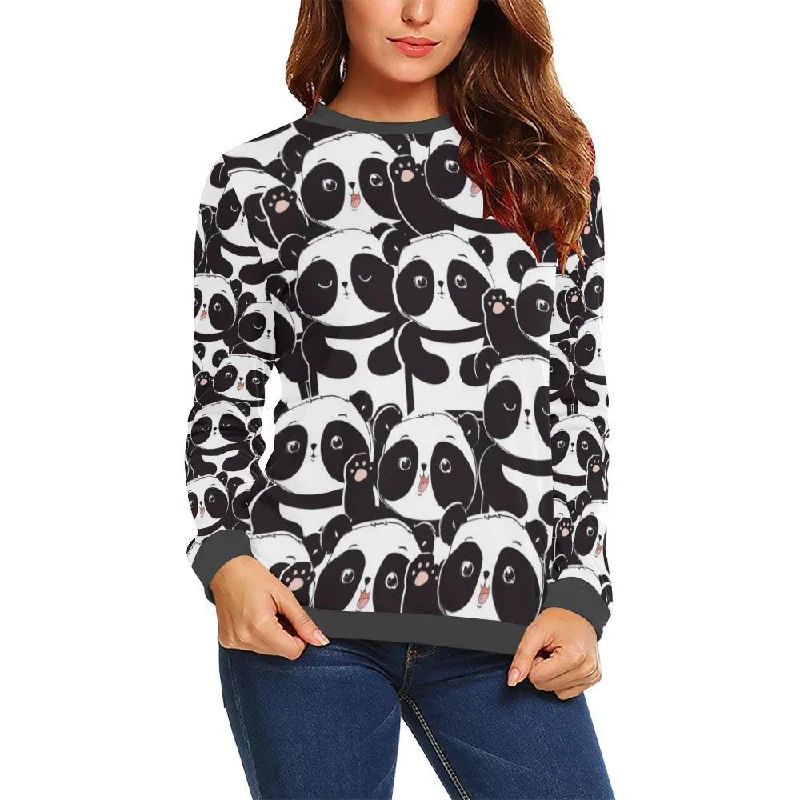 Pattern Print Baby Panda Women's Sweatshirt Party sweaters