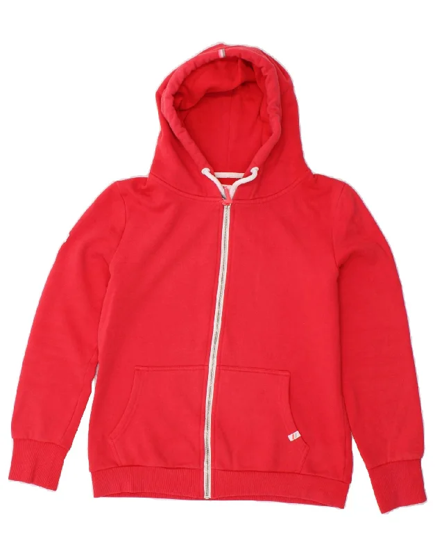 SUPERDRY Womens Zip Hoodie Sweater UK 14 Large  Red Cotton Wool sweaters