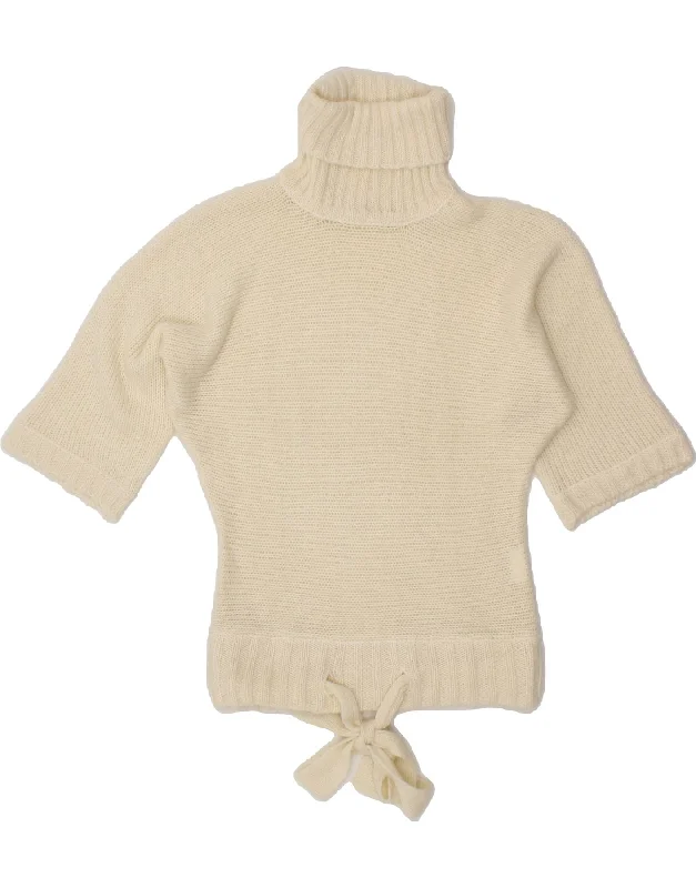 VERO MODA Womens 3/4 Sleeve Roll Neck Jumper Sweater UK 10 Small Off White Party sweaters