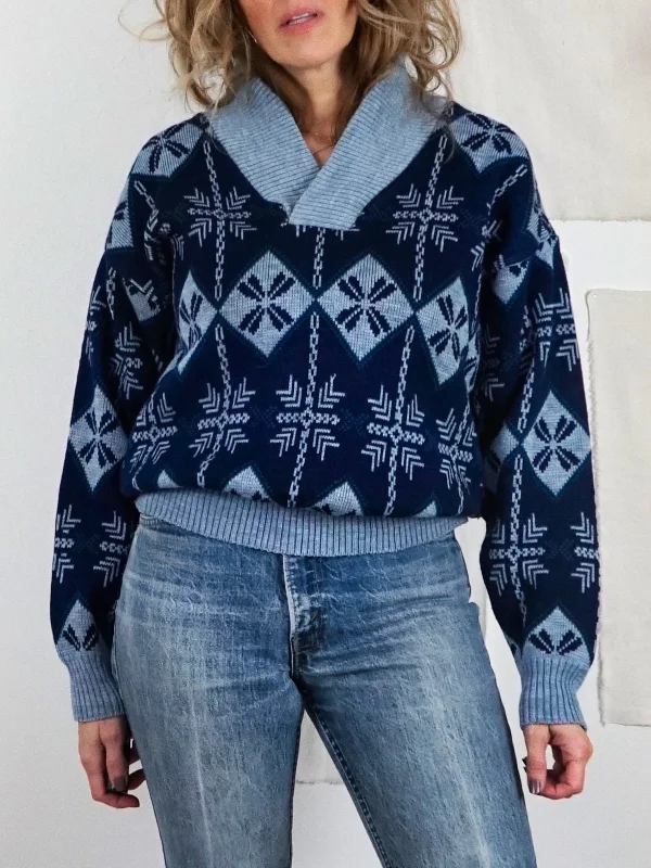 Vintage Nordic Snowflake Sweater Stretchable sweaters