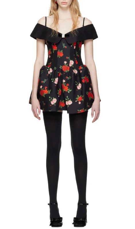 BLACK FLORAL MINI DRESS Boohoo mini dresses