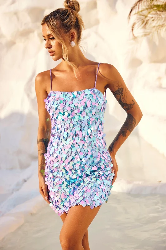 Sparks Fly Mini Dress - Aqua Must-have mini dresses for this season