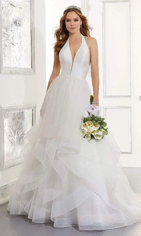 Mori Lee Bridal - 5866 Arabella Halter Tiered Tulle Wedding Gown A-line Wedding Gown