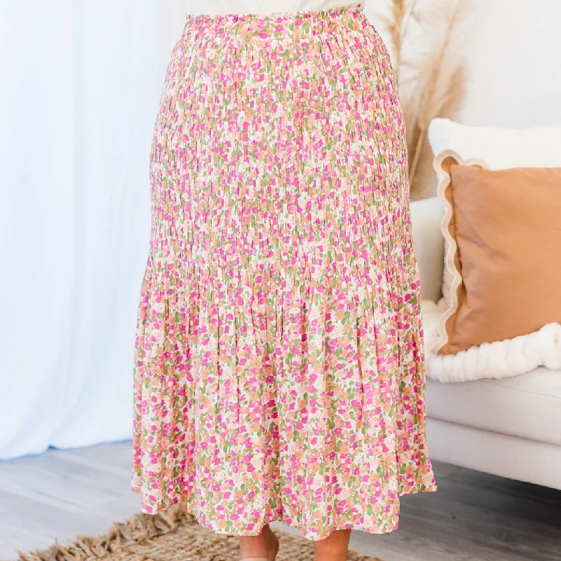 Blissful Strolls Skirt, Pink Mix Luxury unclassified skirts