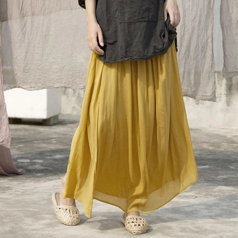 Harmony Pleated Vintage Yellow Skirt | Lotus Casual unclassified skirts