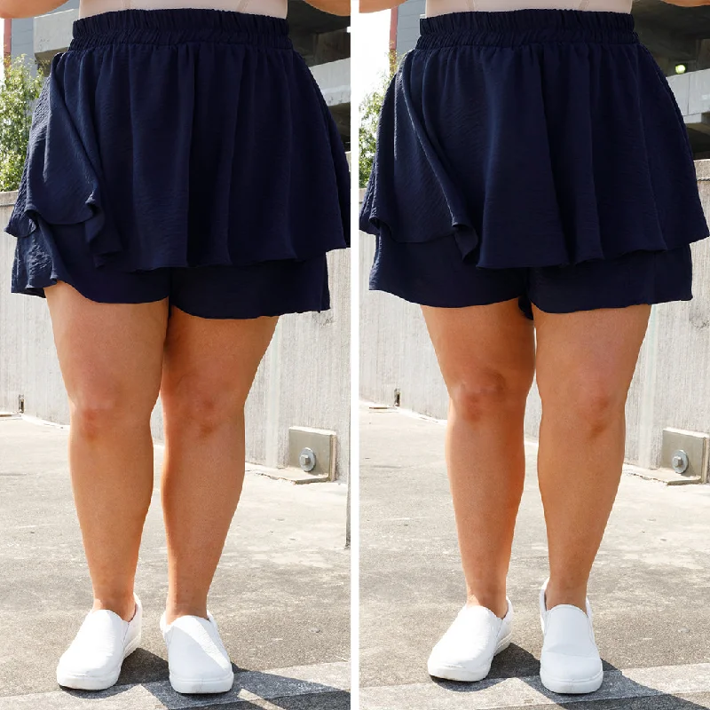 The Perfect Harmony Skort, Navy Polka dot unclassified skirts